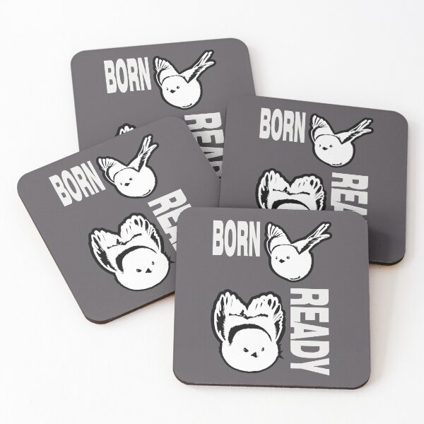 Item preview, I WAS BORN READY - Japanese Long-Tailed Tit Cute Bird Quote designed and sold by SKETCHYANDGRAPHIC.