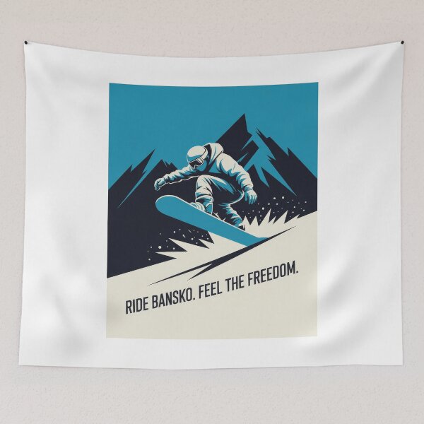 Item preview, Ride Bansko. Feel the Freedom – Snowboard Art Print | Bulgaria Mountain Poster designed and sold by pod24.
