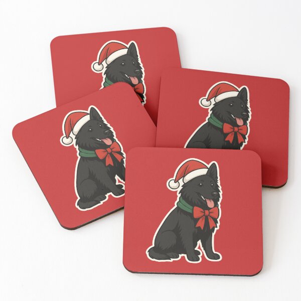 Item preview, Groenendael Christmas Lights – Belgian Shepherd in Santa Hat designed and sold by GoodyPaws.