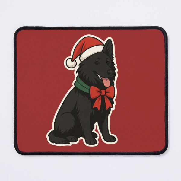 Item preview, Groenendael Christmas Lights – Belgian Shepherd in Santa Hat designed and sold by GoodyPaws.