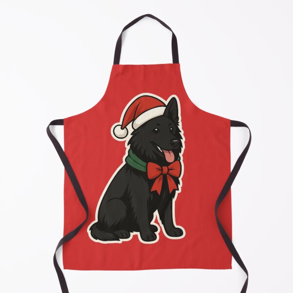 Item preview, Groenendael Christmas Lights – Belgian Shepherd in Santa Hat designed and sold by GoodyPaws.