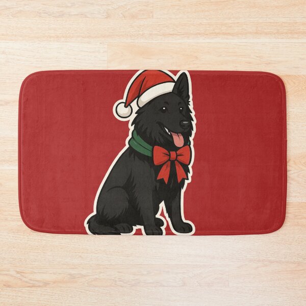 Item preview, Groenendael Christmas Lights – Belgian Shepherd in Santa Hat designed and sold by GoodyPaws.