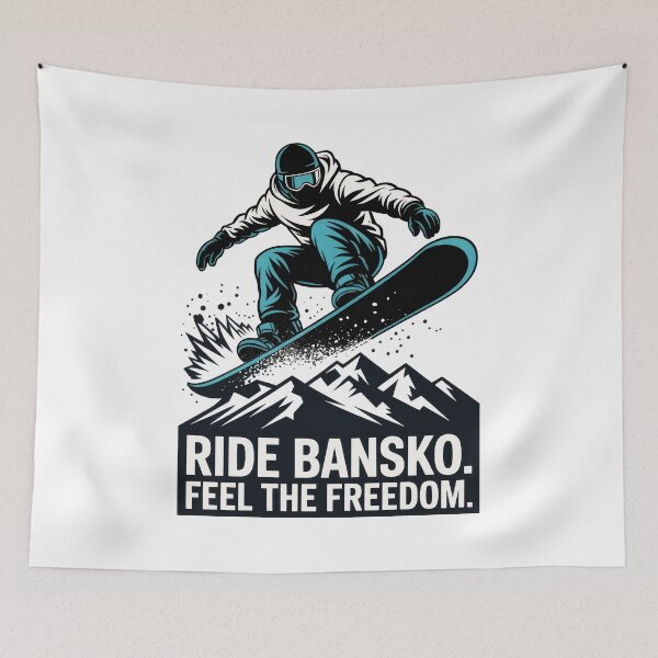 Item preview, Ride Bansko. Feel the Freedom – Snowboarder Design | Bulgaria Mountain Snowboarding Apparel designed and sold by pod24.