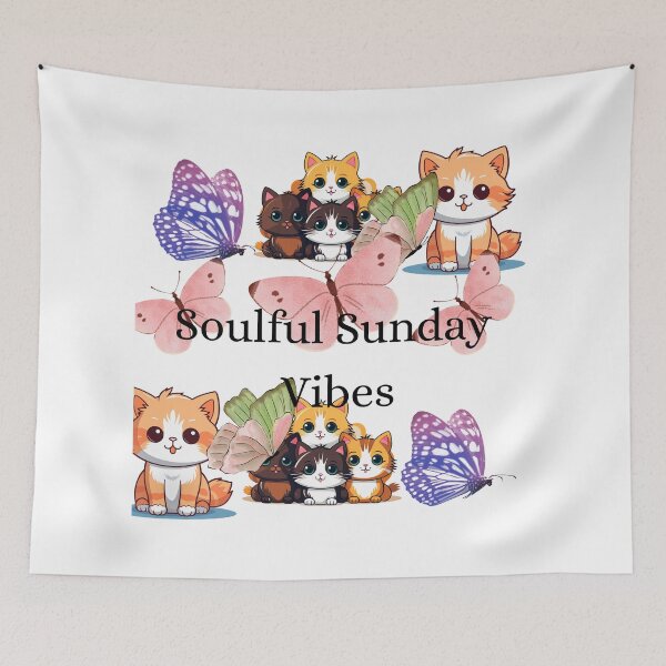 Item preview, Kittens and butterflies Sunday design designed and sold by Extremeallie.