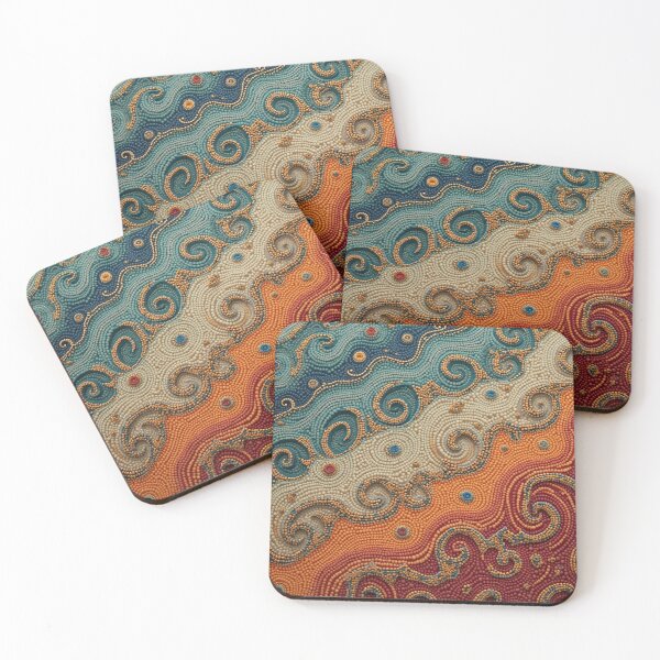 Item preview, Aboriginal Inspired Dot Art - Wavy Ocean Shore designed and sold by GrinGalore.