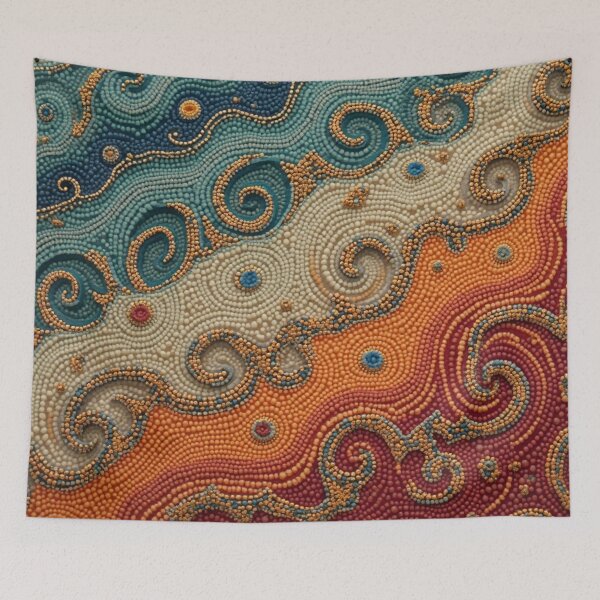 Item preview, Aboriginal Inspired Dot Art - Wavy Ocean Shore designed and sold by GrinGalore.