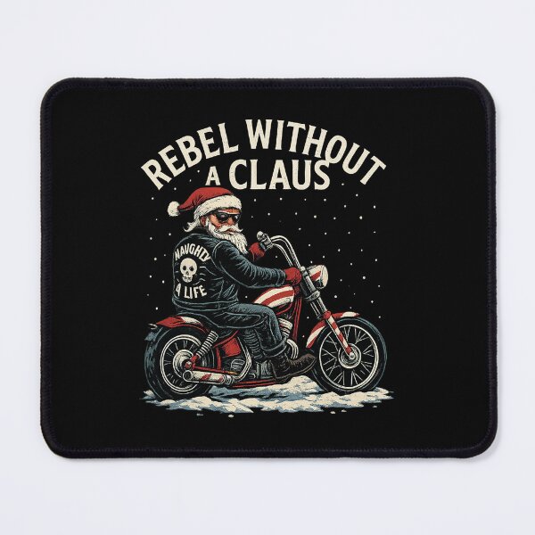 Item preview, Rebel Without a Claus – Funny Biker Santa Christmas Shirt, Motorcycle Holiday Gift for Men, Naughty Santa Tee designed and sold by AddictiveDesign.
