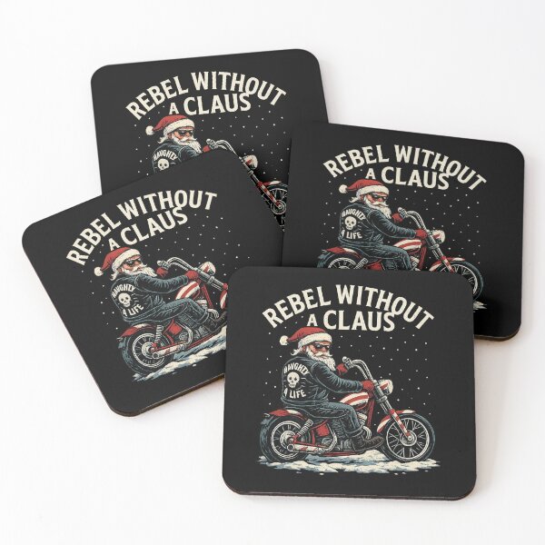 Item preview, Rebel Without a Claus – Funny Biker Santa Christmas Shirt, Motorcycle Holiday Gift for Men, Naughty Santa Tee designed and sold by AddictiveDesign.