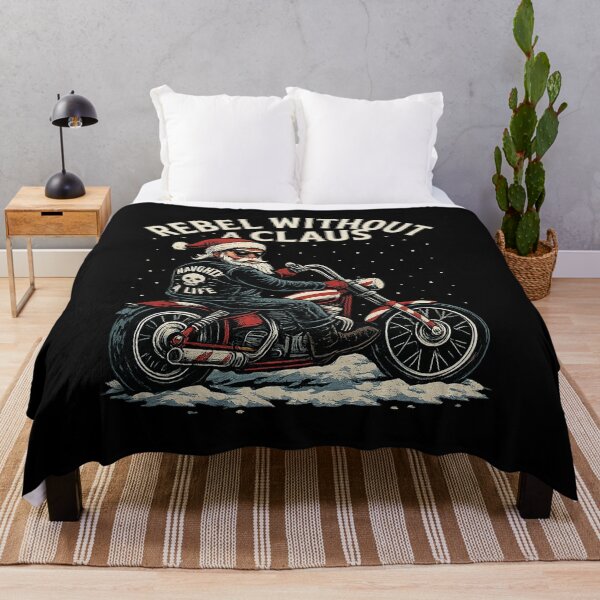 Item preview, Rebel Without a Claus – Funny Biker Santa Christmas Shirt, Motorcycle Holiday Gift for Men, Naughty Santa Tee designed and sold by AddictiveDesign.