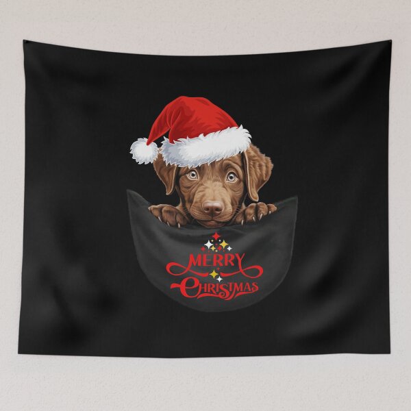 Item preview, Chesapeake Bay Retriever in Pocket – Cute Christmas Dog with Santa Hat | Festive Holiday Pet Design designed and sold by LovelyHappyGift.