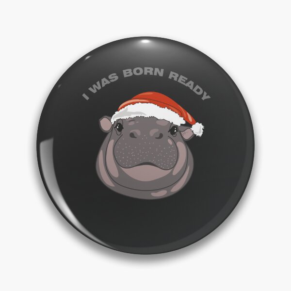 Item preview, I WAS BORN READY - Christmas Santa Hat Baby Hippo designed and sold by SKETCHYANDGRAPHIC.