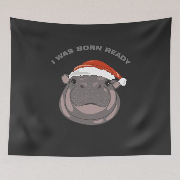 Item preview, I WAS BORN READY - Christmas Santa Hat Baby Hippo designed and sold by SKETCHYANDGRAPHIC.