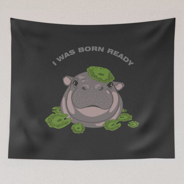 Item preview, Happy Water Lily Baby Hippo - Serene Kawaii Animal Art designed and sold by SKETCHYANDGRAPHIC.