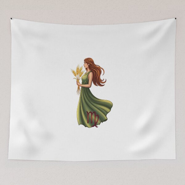 Item preview, Virgo Zodiac Maiden with Wheat – Astrology Art Print designed and sold by OsscaShop.