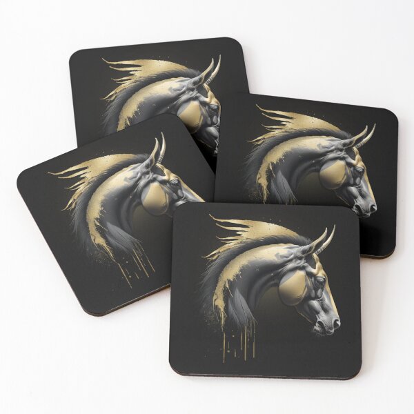 Item preview, Golden Unicorn, Black Unicorn Art, Liquid Gold, Watercolor Unicorn, Gold Dripping, Mystic Unicorn, Dark Legend, Golden Mane designed and sold by CrisMor-Art.