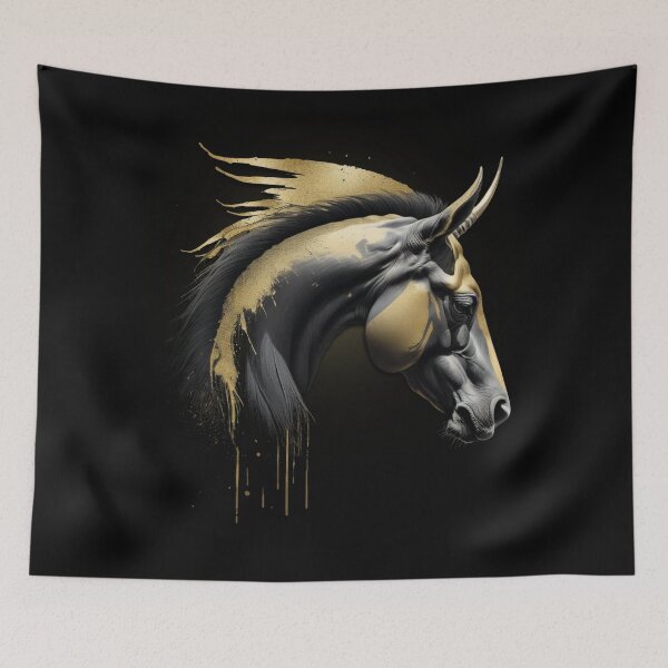 Item preview, Golden Unicorn, Black Unicorn Art, Liquid Gold, Watercolor Unicorn, Gold Dripping, Mystic Unicorn, Dark Legend, Golden Mane designed and sold by CrisMor-Art.