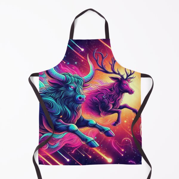 Item preview, "Cosmic Leap: Surreal Bull and Stag in a Dreamlike Sky" designed and sold by Dogandesighn.
