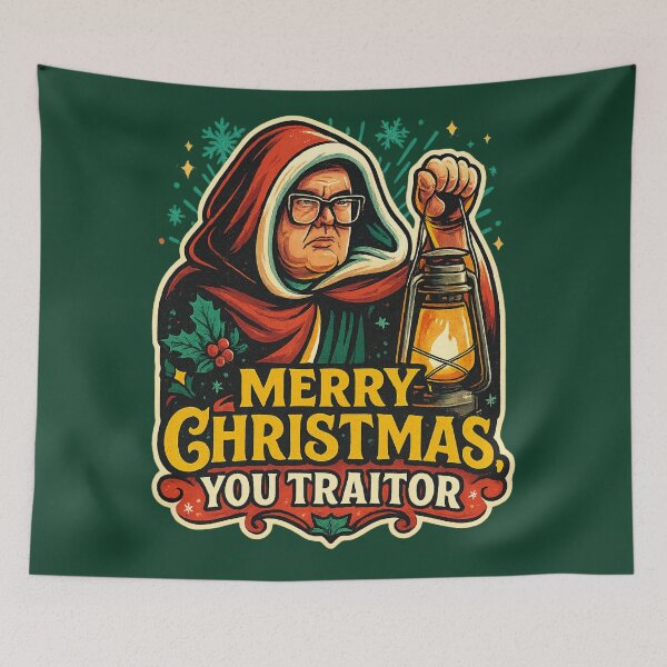 Item preview, Merry Christmas, You Traitor – Alan Carr Celebrity Traitors Christmas Art designed and sold by GirlyPopped.