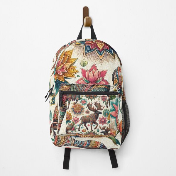 Item preview, Moose Stroll through Thai Floral Patterns designed and sold by Vanich-Panich.