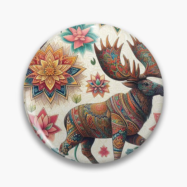 Item preview, Moose Stroll through Thai Floral Patterns  designed and sold by Vanich-Panich.