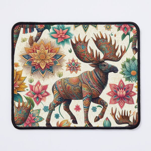 Item preview, Moose Stroll through Thai Floral Patterns designed and sold by Vanich-Panich.