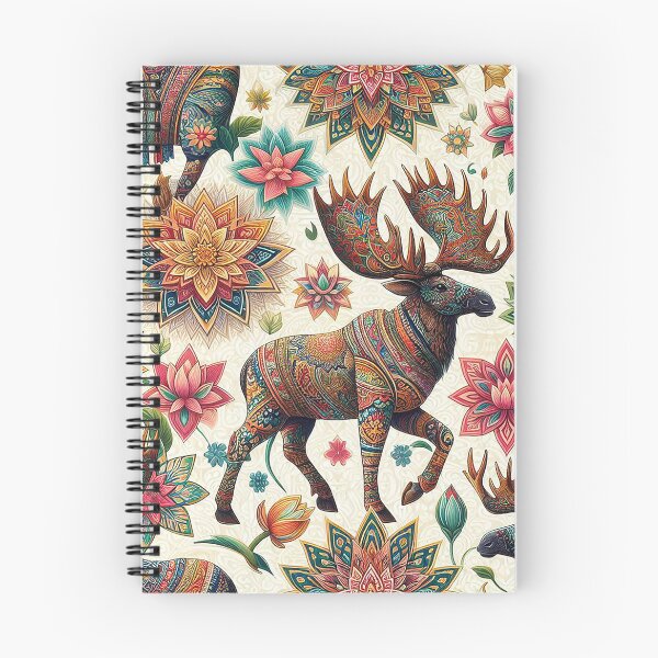 Item preview, Moose Stroll through Thai Floral Patterns  designed and sold by Vanich-Panich.