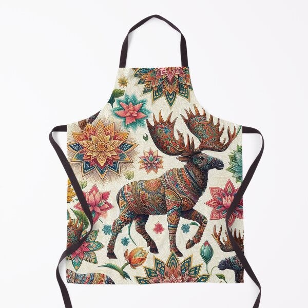 Item preview, Moose Stroll through Thai Floral Patterns designed and sold by Vanich-Panich.