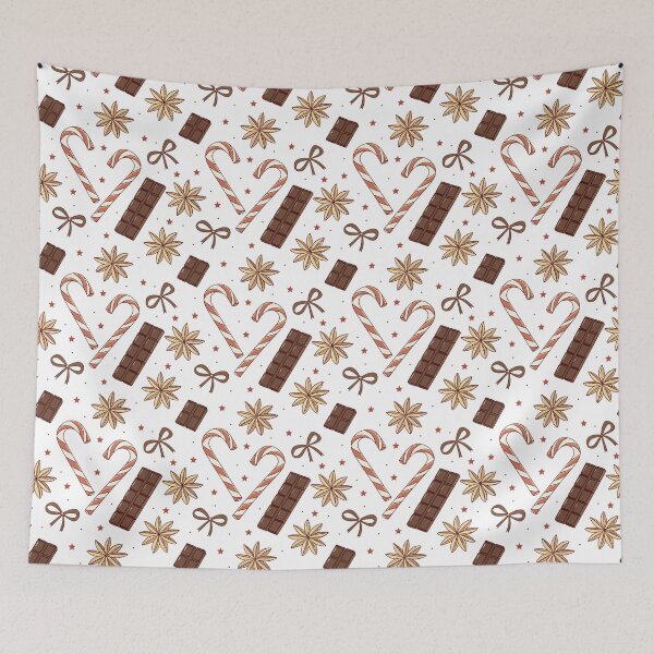 Item preview, Cute Christmas pattern with chocolate bars and candy canes designed and sold by Merrylands Artshop.