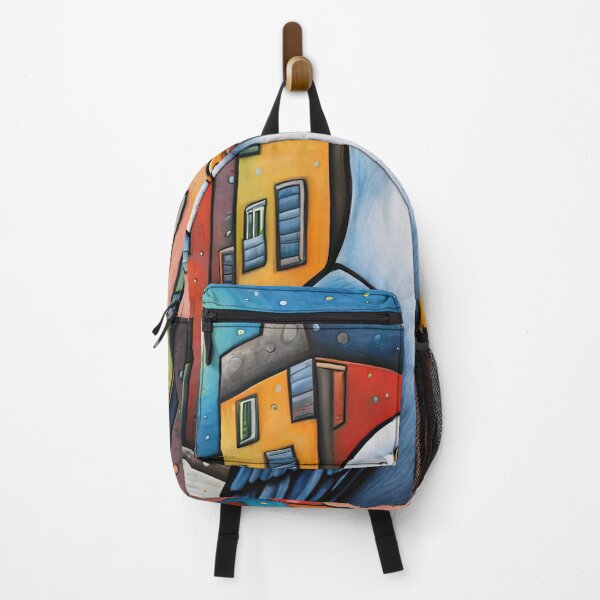Item preview, Folk Art Seagull wearing a hoodie in a big city back alley designed and sold by Colin Bentham.