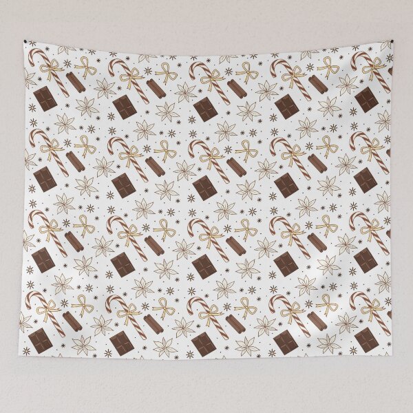 Item preview, Cute Christmas pattern with chocolate bar, candy cane and cinnamon designed and sold by Merrylands Artshop.