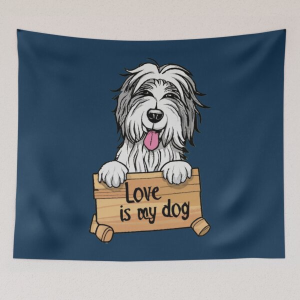 Item preview, Bearded Collie Love is my Dog cute puppy Sticker designed and sold by quantrieutrieu.