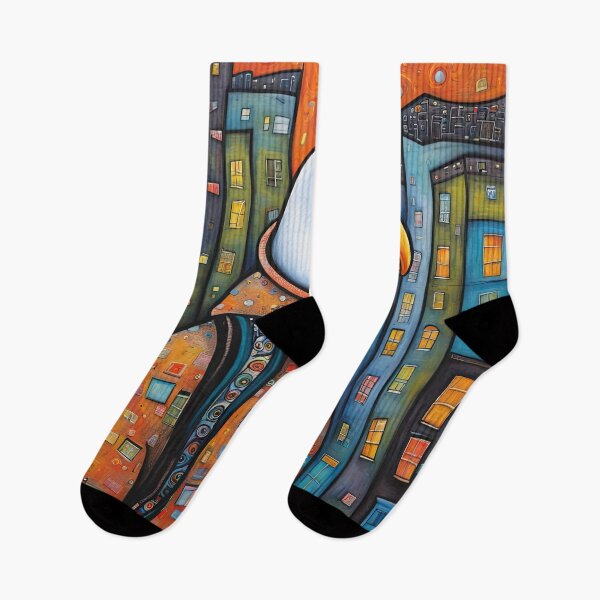 Item preview, Folk Art Seagull wearing a hoodie in a big city back alley designed and sold by Colin Bentham.