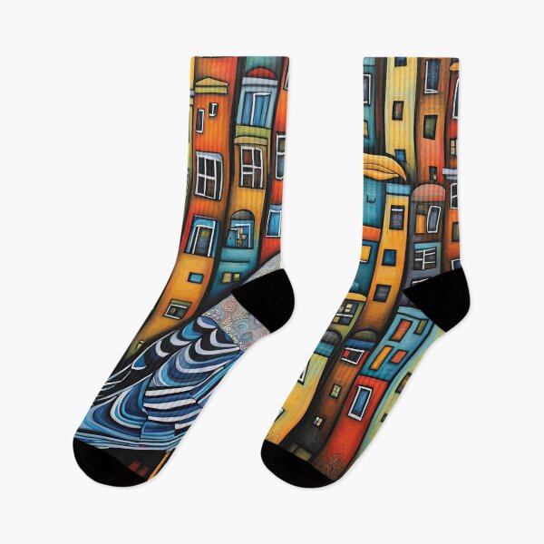 Item preview, Folk Art Seagull wearing a hoodie in a big city back alley designed and sold by Colin Bentham.