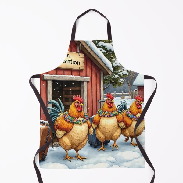 Item preview, Winter Farm Scene of Chickens Going on Vacation designed and sold by Debbie Schulte.