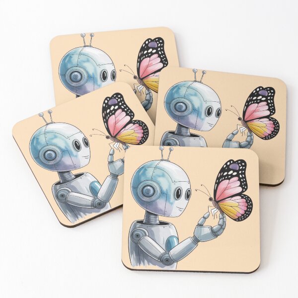 Item preview, a robot gently holding a butterfly designed and sold by 123ks.
