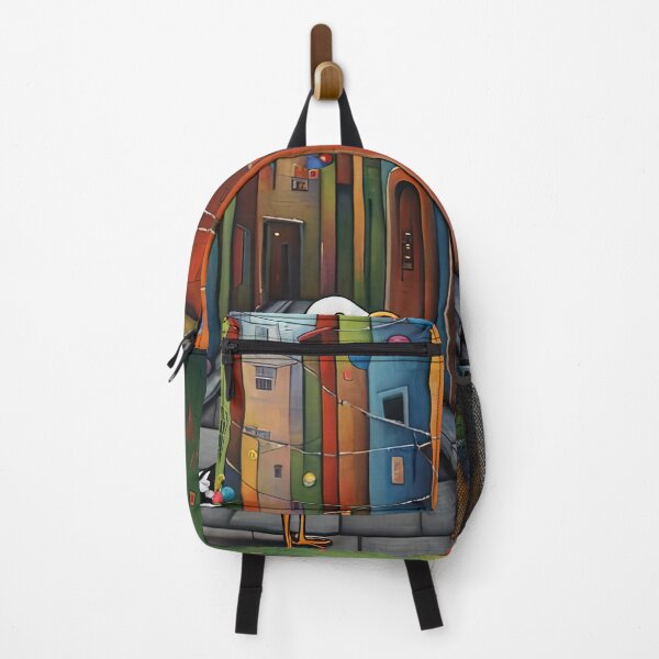 Item preview, Folk Art Seagull wearing a hoodie in a big city back alley designed and sold by Colin Bentham.