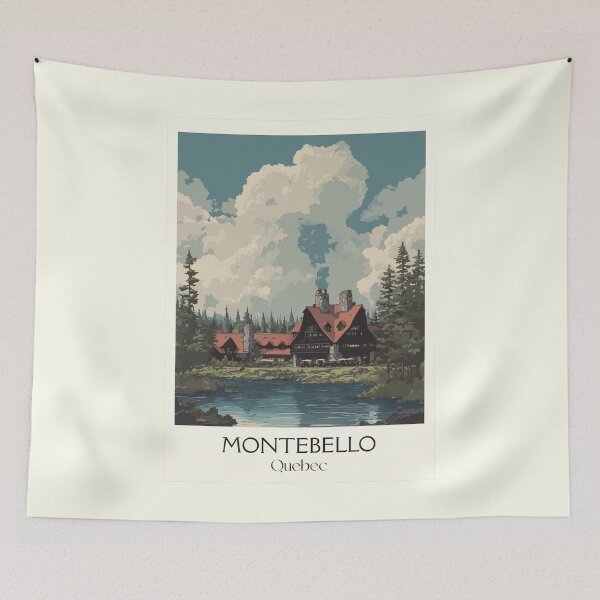 Item preview, Montebello Quebec | Grand Rustic Log Lodge Art Print designed and sold by TuncGK.