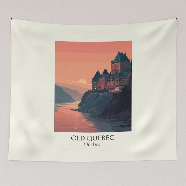 Item preview, Old Quebec City | Historic Grand Hotel at Sunset Art designed and sold by TuncGK.
