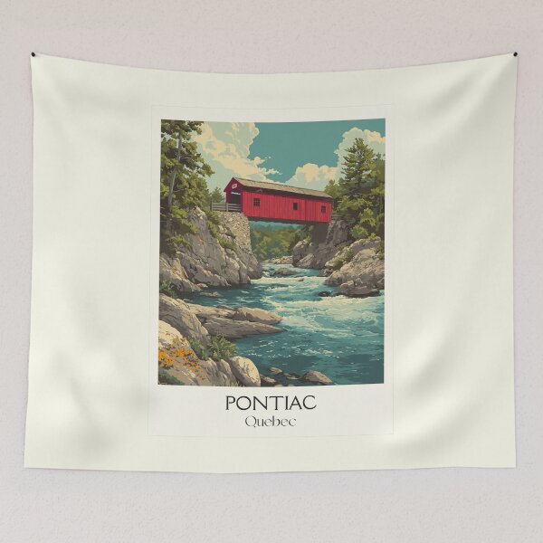 Item preview, Pontiac Quebec | Covered Bridge and River Scenery Art designed and sold by TuncGK.