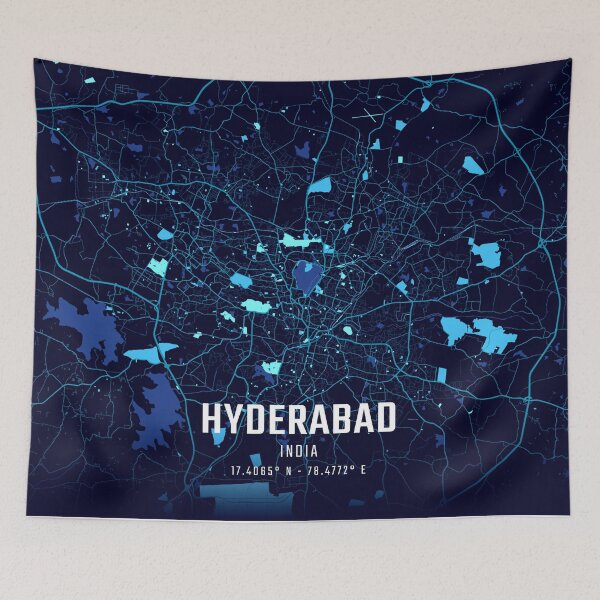 Item preview, Hyderabad Midnight City Map designed and sold by HomeLivingCo.