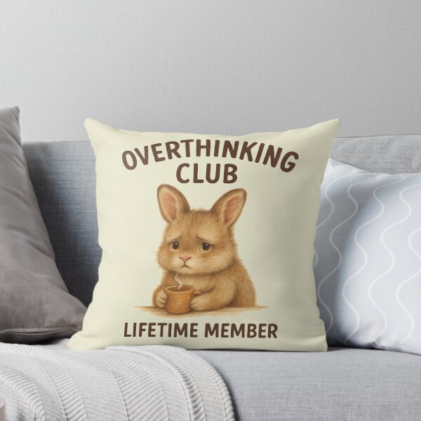 Item preview, Overthinking Club Bunny – Cute Funny Mental Health T-Shirt designed and sold by KDesignCrafts.