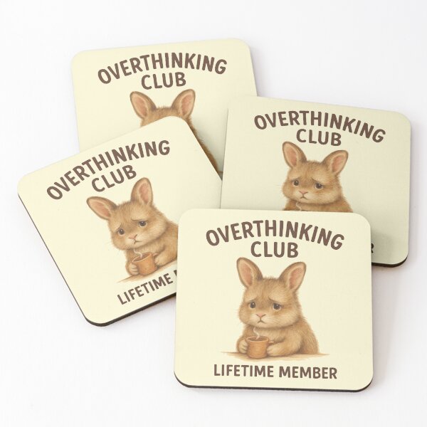 Item preview, Overthinking Club Bunny – Cute Funny Mental Health T-Shirt designed and sold by KDesignCrafts.