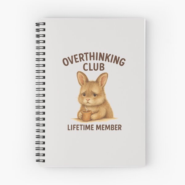Item preview, Overthinking Club Bunny – Cute Funny Mental Health T-Shirt designed and sold by KDesignCrafts.