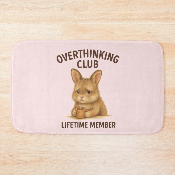 Item preview, Overthinking Club Bunny – Cute Funny Mental Health T-Shirt designed and sold by KDesignCrafts.