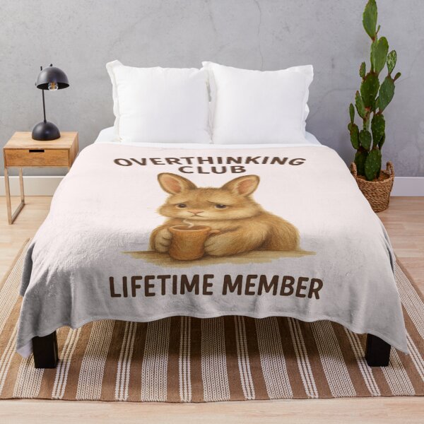 Item preview, Overthinking Club Bunny – Cute Funny Mental Health T-Shirt designed and sold by KDesignCrafts.