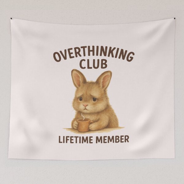 Item preview, Overthinking Club Bunny – Cute Funny Mental Health T-Shirt designed and sold by KDesignCrafts.