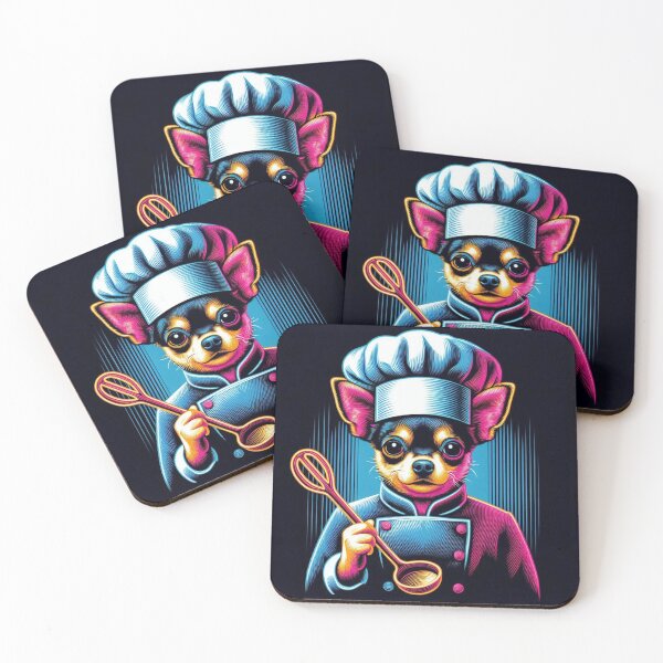 Item preview, Neon Chef Chihuahua – Whimsical Dog Cooking Illustration designed and sold by Dogandesighn.