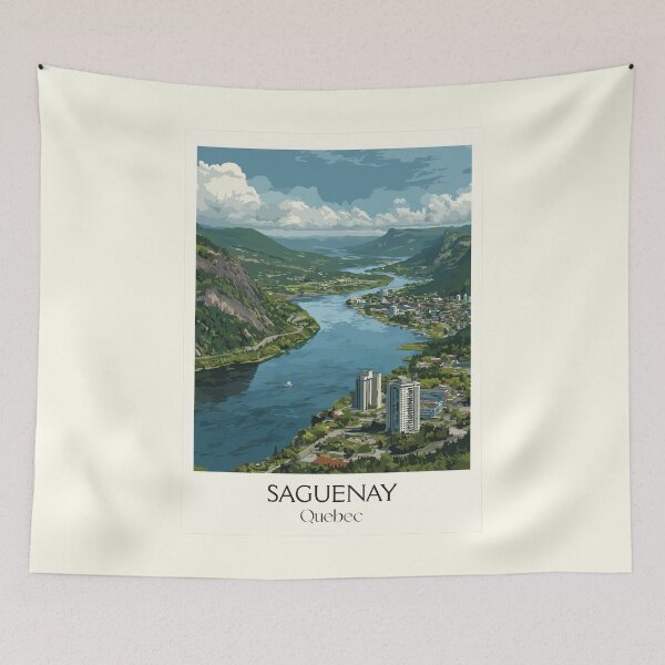 Item preview, Saguenay Quebec | Chicoutimi River Valley Cityscape Art designed and sold by TuncGK.