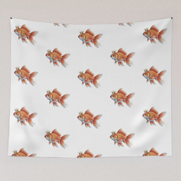 Item preview, Whimsical Goldfish with Crown: Magical Fantail Fish Illustration designed and sold by RudArtAI.