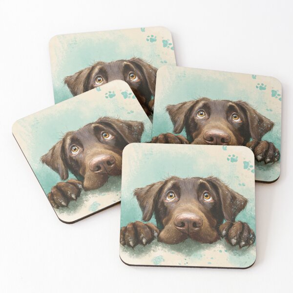 Item preview, Chocolate Lab Peeking over Wall 01 designed and sold by Elisabeth Lucas.